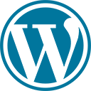 blue background with a white background showcasing the WordPress development logo