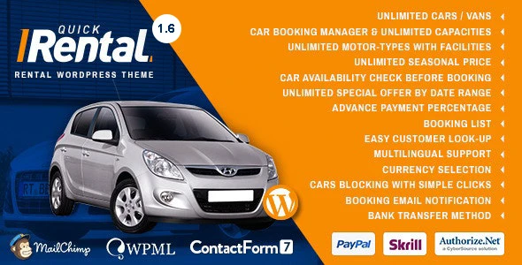 Quick Rental – Vehicles Booking WordPress Theme